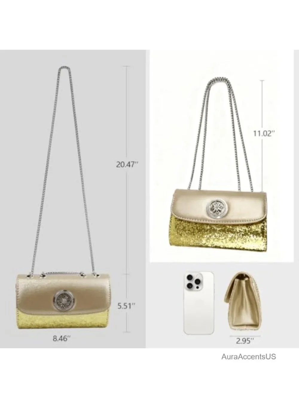 Small Flap Leather Crossbody Bag with Chain Strap